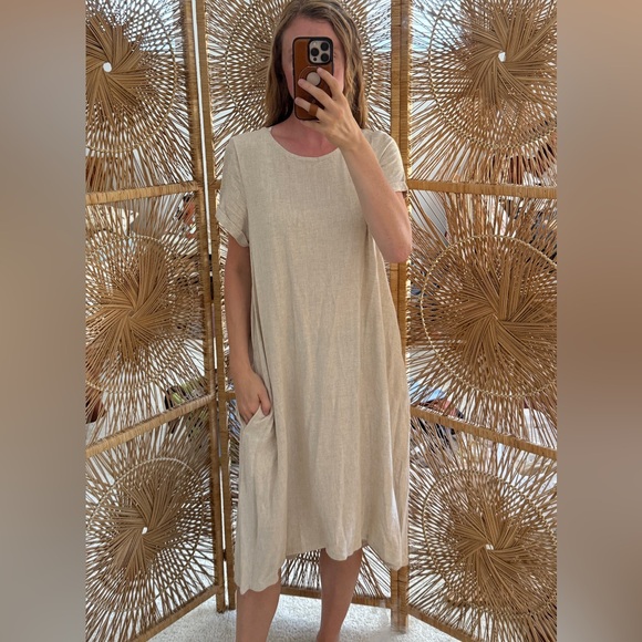 Only Child Casual Tan Cream Short Sleeve Dress - Picture 6 of 6